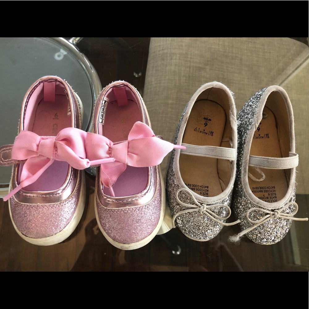 Sparkle Size 6 Girls Pink & Silver Shoes